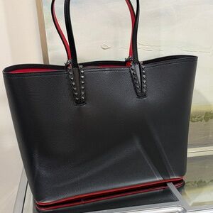 Cabata Black and Red Studded Tote Bag